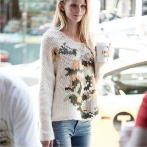Mes Demoiselles Paris Jardin Floral Chunky Alpaca Wool Sweater Anthropologie
